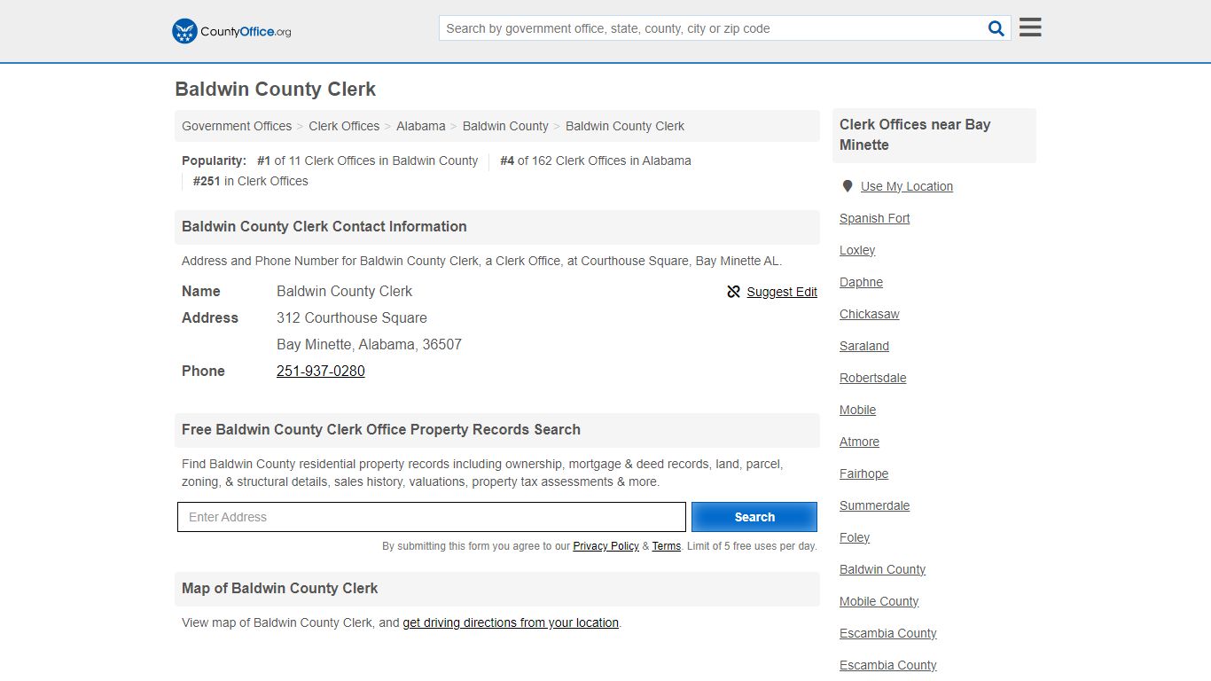 Baldwin County Clerk - Bay Minette, AL (Address and Phone)